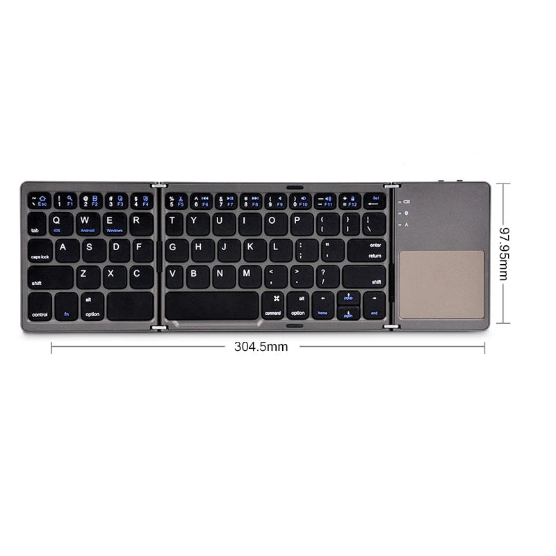 Wireless Folding Keyboard Bluetooth Keyboard with Touchpad for Windows, Android, Ios,Phone,Multi-Function Button Mini Keyboard