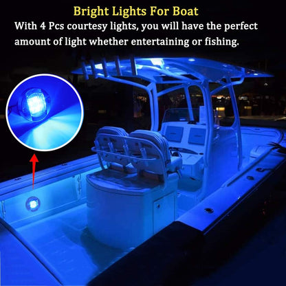 Boat LED Night Fishing Lights, Courtesy Lights, Deck Lights, Marine Boat Led Lights, Boat Interior Lights, Boat Navigation Lights, Navigation Lights for Boats Led (Blue)