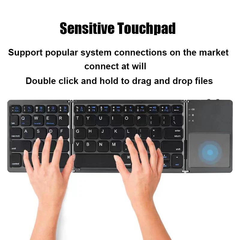 Wireless Folding Keyboard Bluetooth Keyboard with Touchpad for Windows, Android, Ios,Phone,Multi-Function Button Mini Keyboard